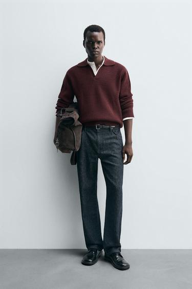 Zara Поло из двухизнаночного трикотажа