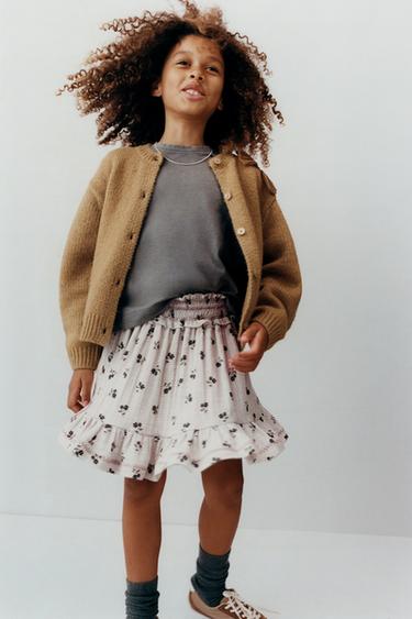 Zara Юбка в клетку с цветочным принтом