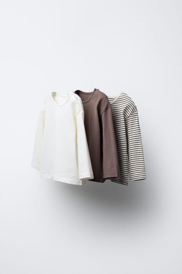 Zara Набор из трех футболок: однотонные и в полоску