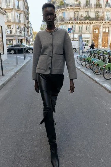 Двусторонняя куртка с отделкой из искусственной кожи- Заказать в России