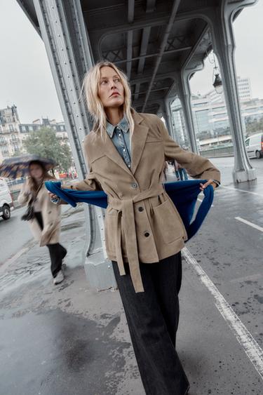 Zara Куртка из 100% кожи с ремнем купить с доставкой.