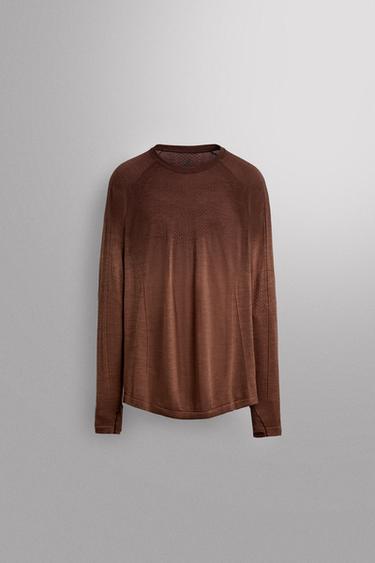 Zara Бесшовная спортивная футболка с контрастными деталями купить с доставкой.