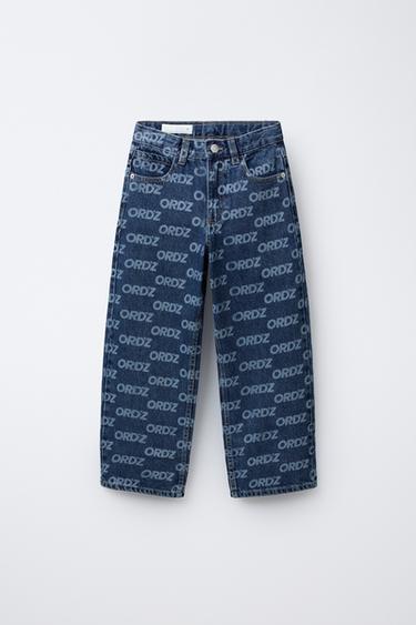 Zara Джинсы WIDE LEG с текстовым принтом