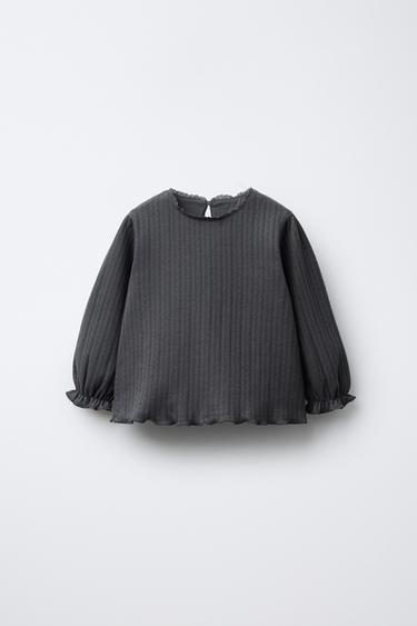 Zara Футболка из ажурной ткани с кружевом