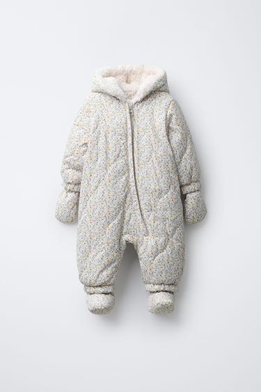 Zara FLORAL NYLON ONE-PIECE SUIT WITH DETACHABLE MITTENS AND BOOTIES купить с доставкой.