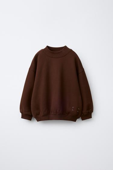 Zara Однотонная толстовка с воротником-стойкой купить с доставкой.