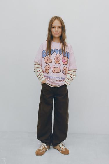 Zara Футболка с принтом «капибара CAPYFUN ©»