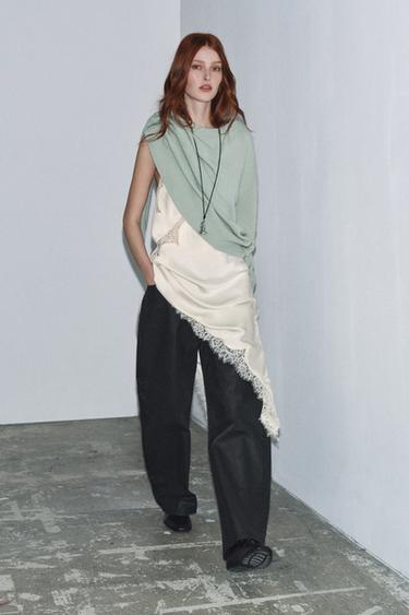 Zara Джинсы ZW COLLECTION BARREL с эффектом кракле и низкой посадкой