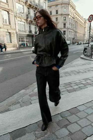 Куртка 100% кожа с эффектом мятой кожи- Заказать в России