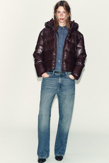 Zara WATER-REPELLENT WINDPROOF QUILTED FAUX LEATHER ANORAK