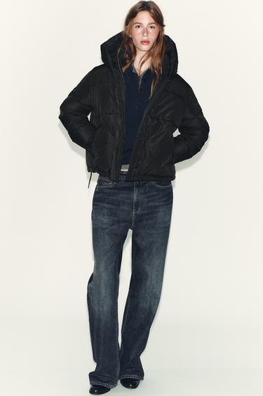 Zara Короткий непромокаемый ветрозащитный анорак с капюшоном