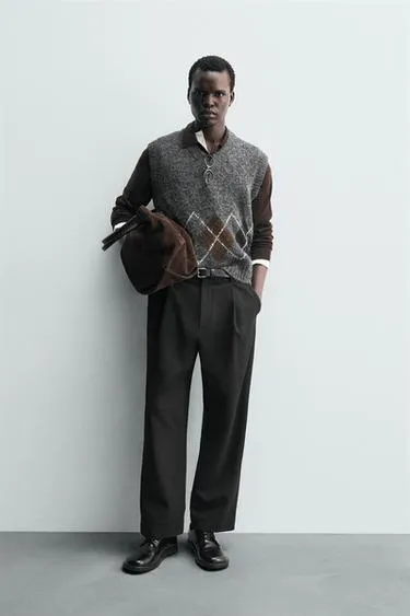 Жаккардовый жилет в ромбы- Заказать в России