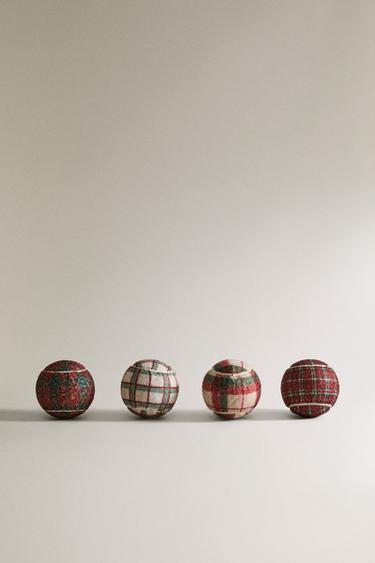 Zara Набор игрушек для домашних животных в форме теннисного мяча на рождественскую тему (набор из 4 шт.)