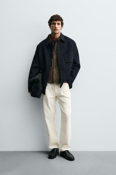 Zara Куртка-рубашка из шерсти с карманами