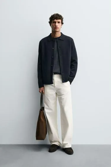 Кардиган из рельефной ткани с карманами