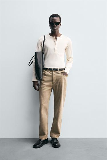 Zara Футболка с воротником на пуговицах из рельефной ткани