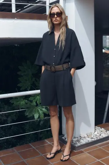 Широкая рубашка с короткими рукавами- Заказать в России