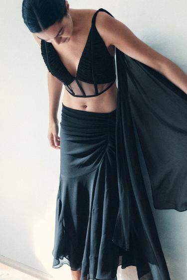 Zara Комбинированный топ-корсет со сборками купить с доставкой.