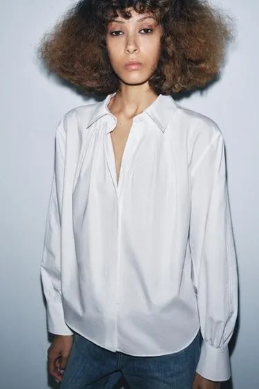 Рубашка из поплина со складками — ZW COLLECTION