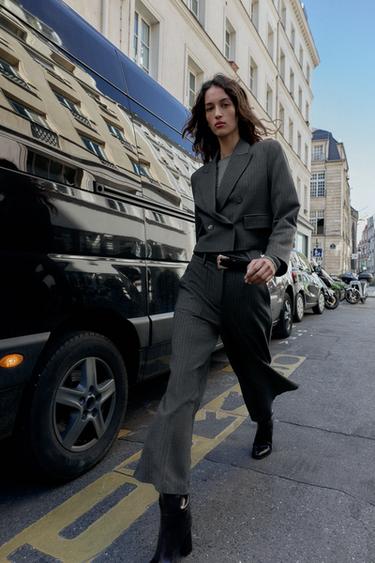 Zara Укороченный двубортный блейзер в тонкую полоску купить с доставкой.