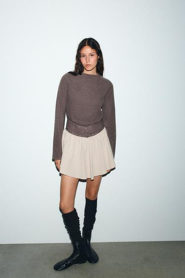 Zara Комбинированное платье с заклепками