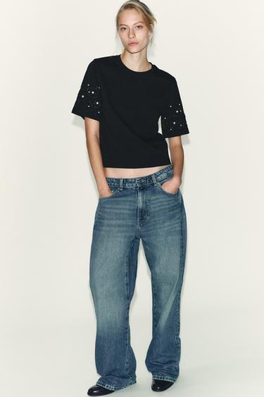 Zara Футболка с вышивкой и бусинами купить с доставкой.