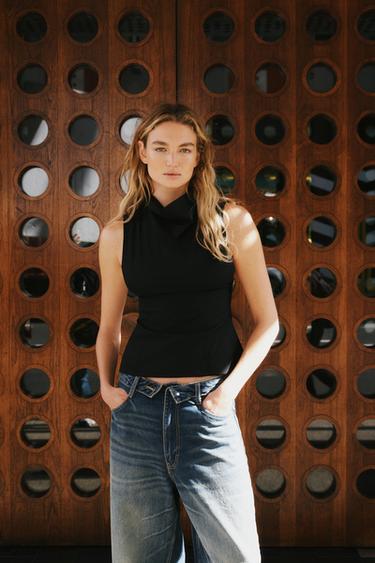 Zara Топ с драпированным воротником