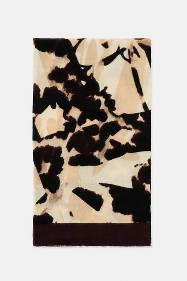 Шарф с принтом и необработанными кромками- Заказать в России