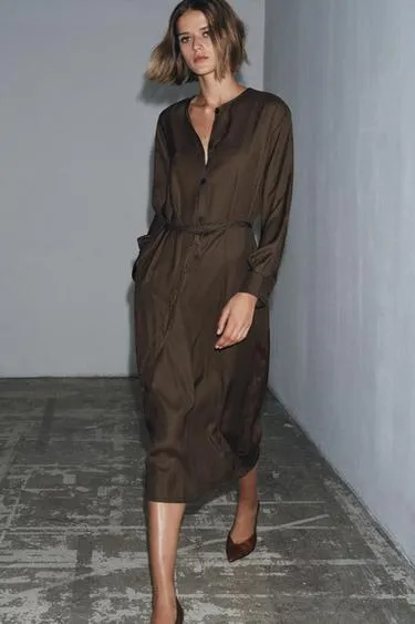 Платье в горошек с поясом — ZW COLLECTION- Заказать в России