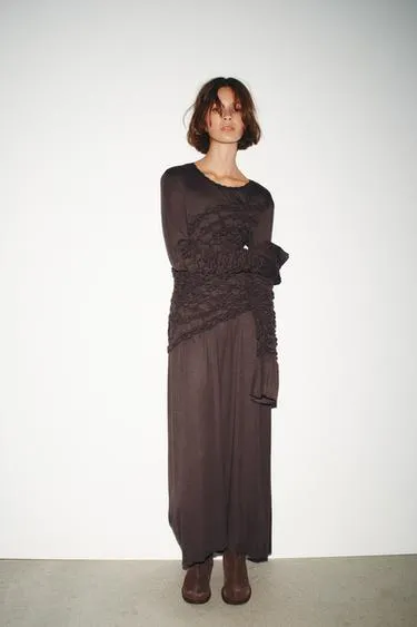 Платье миди со сборками- Заказать в России