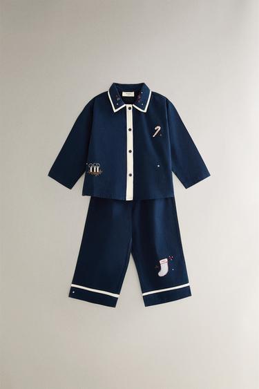 Zara Детский набор пижам с новогодними нашивками
