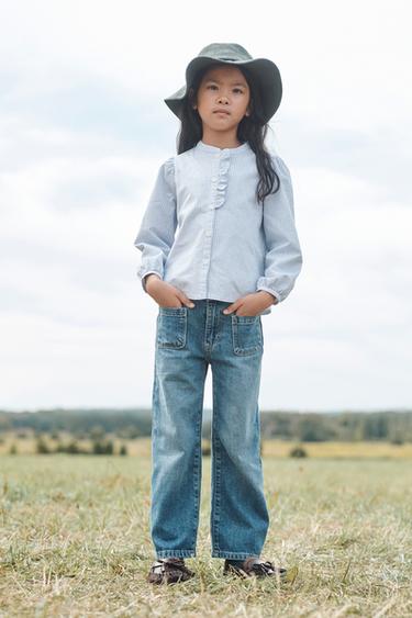 Zara Рубашка в полоску LIMITED EDITION с оборкой