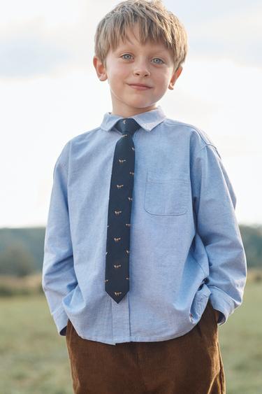 Zara Галстук из шерсти и шелка с вышитыми лисами LIMITED EDITION