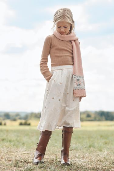 Zara Шарф из ограниченной коллекции из шерстяного микса с узором греческим ключом купить с доставкой.