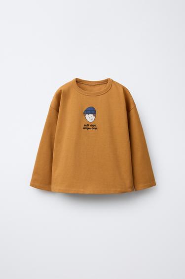 Zara Футболка с вышитым текстовым принтом