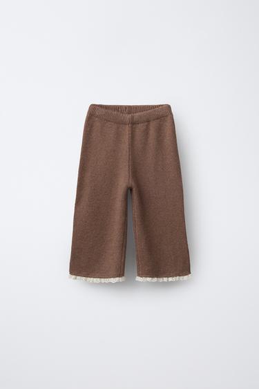 Zara Трикотажные брюки-кюлоты с кружевом