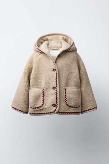 Zara FAUX SHEARLING JACKET WITH WAVY TRIM AND FLEECE LINING