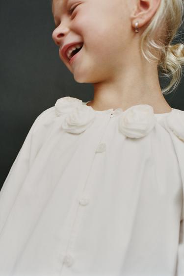 Zara Рубашка из поплина с 3D-цветами