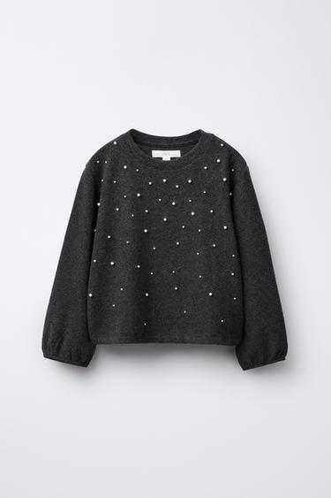 Zara Лонгслив SOFT TOUCH с бусинами