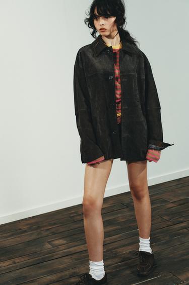 Zara Куртка оверсайз из 100% замши купить с доставкой.