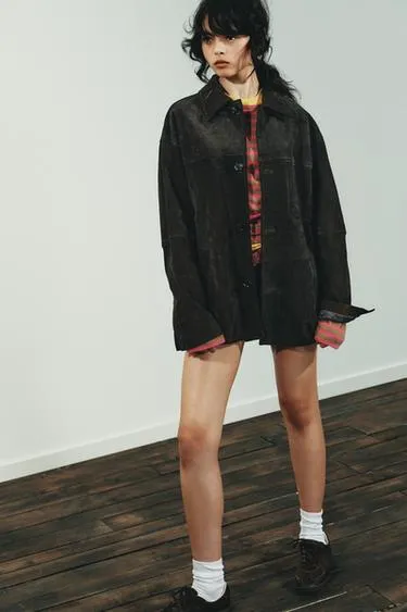 Куртка оверсайз из 100% замши- Заказать в России