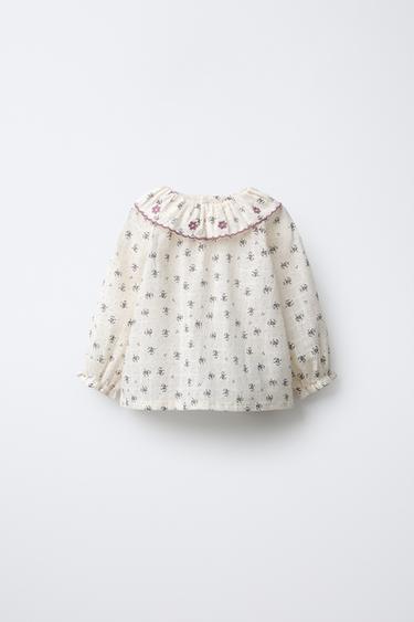 Zara Рубашка с цветочной вышивкой