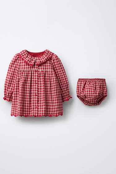 Zara Платье и трусы в клетку с вышивкой купить с доставкой.