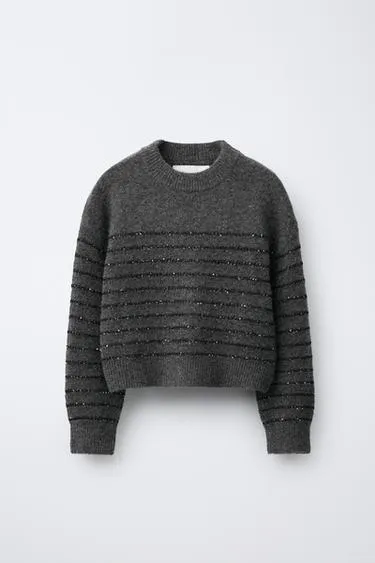 Джемпер в полоску с пайетками- Заказать в России