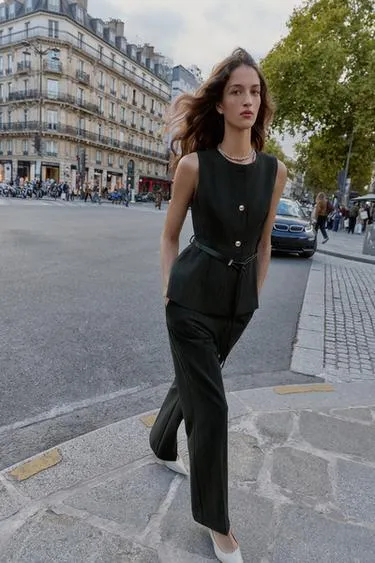 Брюки прямого кроя в елочку- Заказать в России