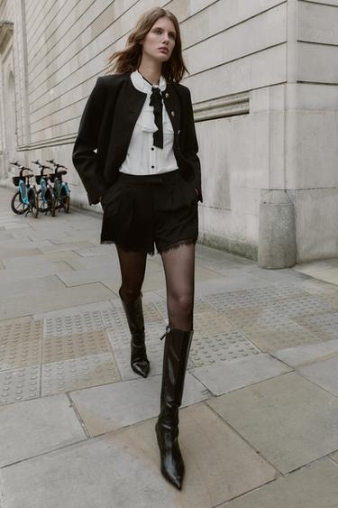 Zara Шорты-бермуды с кружевом