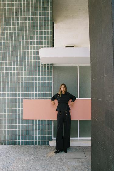 Zara Топ из саржи с пуговицами