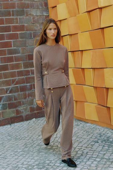 Zara Топ из саржи с пуговицами