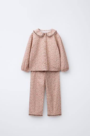 Zara 2-6 лет/пижама в цветочный принт с кружевом