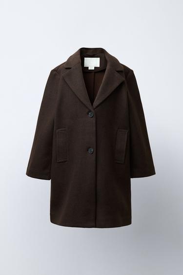 Zara Длинное пальто из шерстяной ткани